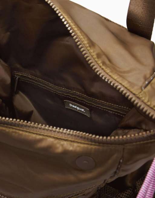 Desigual grote voyager rugzak met meerdere draagposities in bruin, 4 van 4