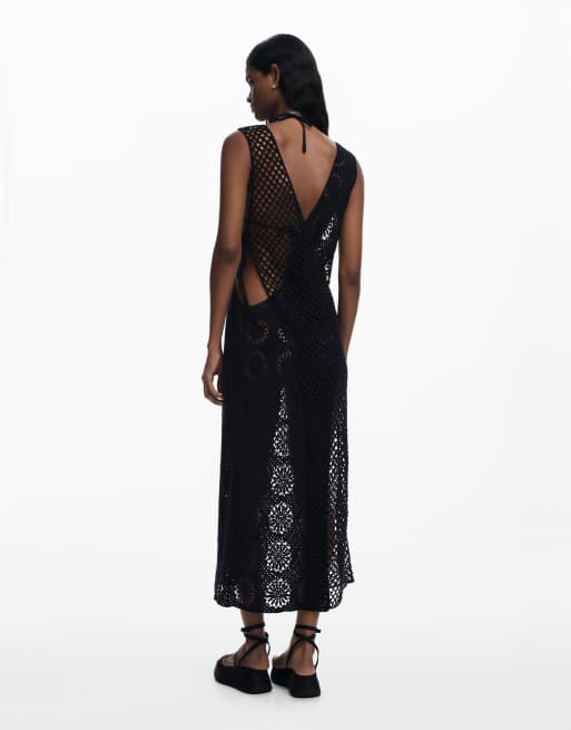 Desigual – Häkelkleid in Schwarz, 2 von 4