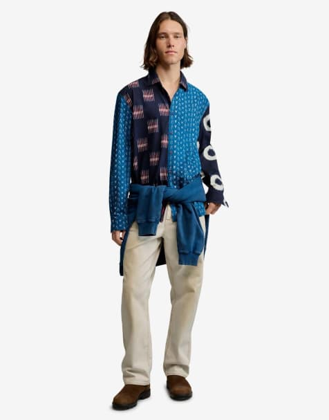Desigual – Hemd in Blau mit Patchwork-Muster - view 1
