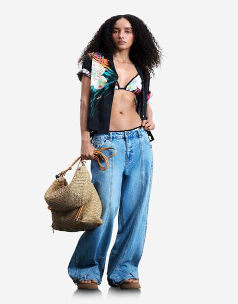 Desigual – Hemd in Schwarz mit tropischem Motiv - view 1
