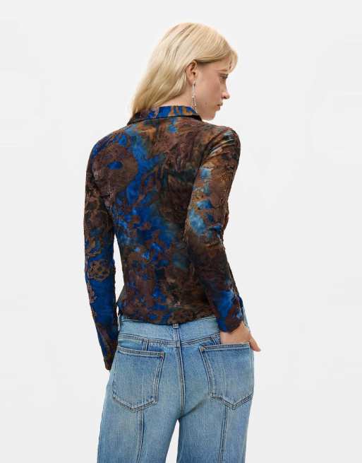 Desigual Hemd mit Flockprint in Weiß, 2 von 4