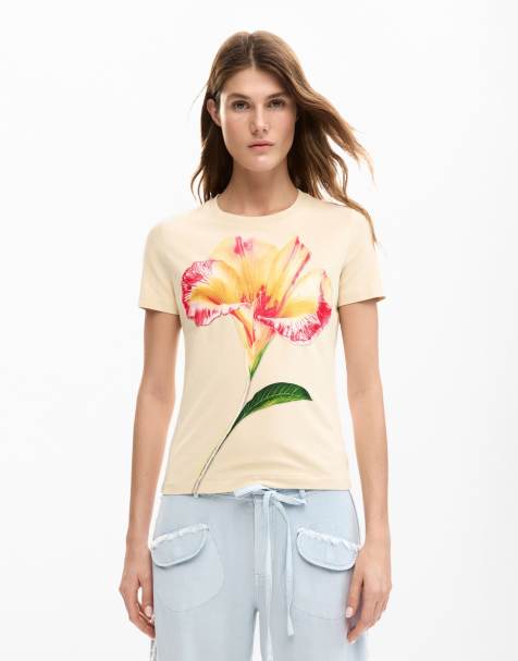 Desigual Hibiscus t-shirt in cream