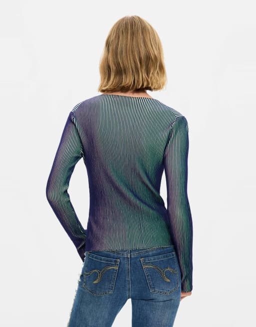 Desigual Iridescent knit sweater in blue, 4 of 4