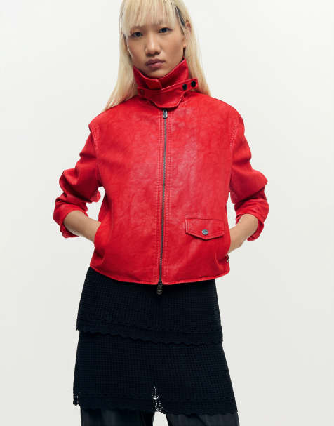 Desigual – Jacke aus Kunstleder in Rot - view 1