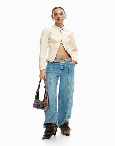 Desigual – Jacke in Weiß mit Mao-Kragen - view 1