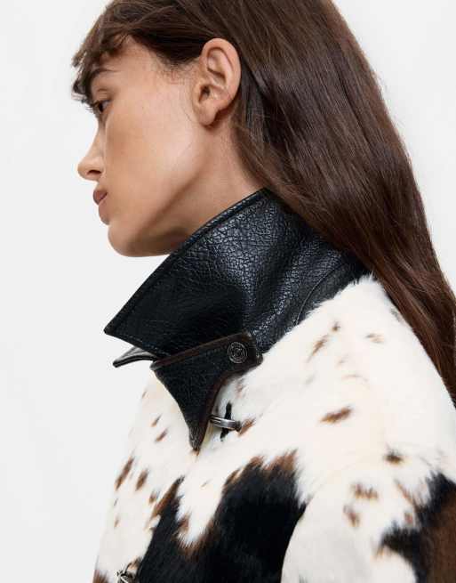Desigual Jacke mit Animal-Print und Faux-Fur in Weiß, 3 von 4