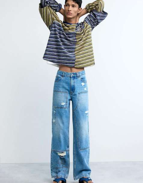 Desigual - Jean à surpiqûres - Bleu - view 1