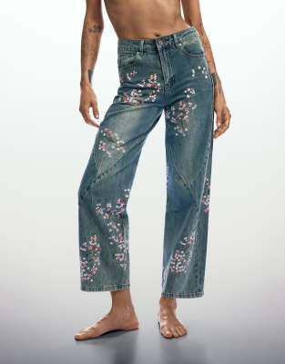 Desigual - Jean fleuri - Bleu 40