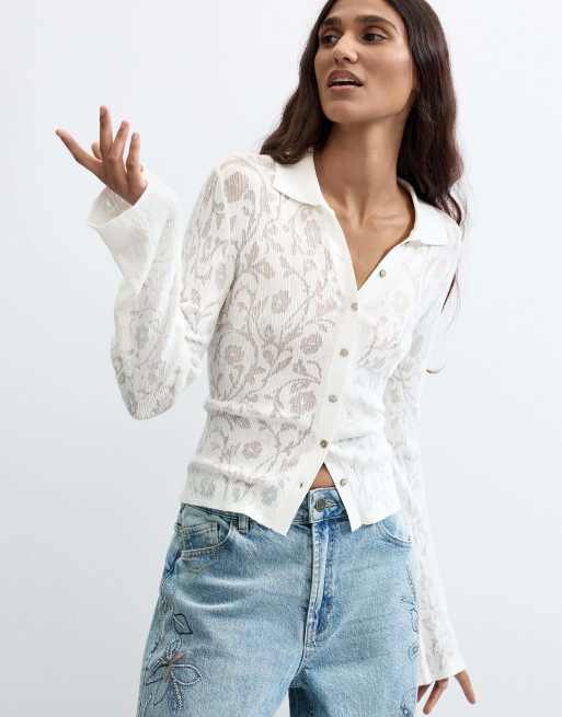 Desigual jeans a gamba larga blu, 3 di 4