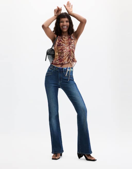 Desigual jeans a zampa blu, 3 di 4