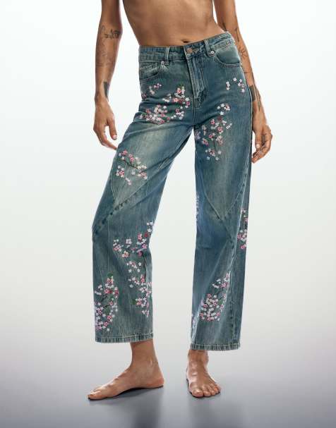 Desigual - Jeans blu a fiori - view 1