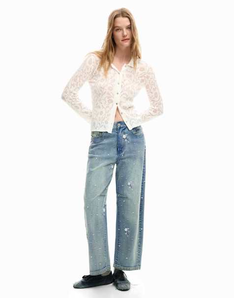 Desigual - Jeans blu ricamati - view 1