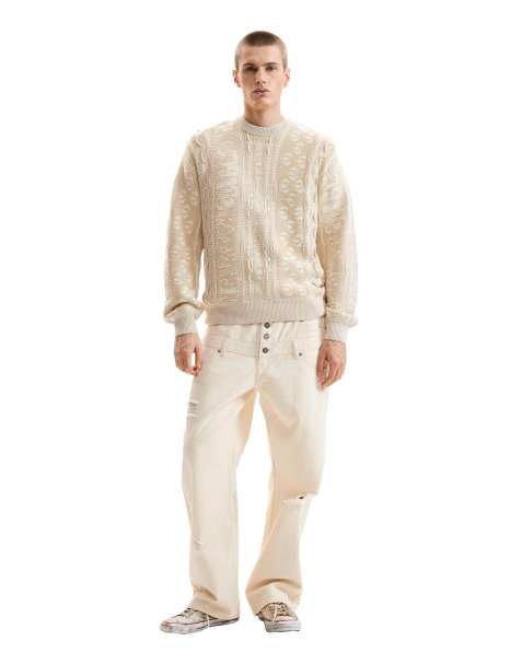 Desigual - Jersey blanco de estilo vintage de punto - view 1