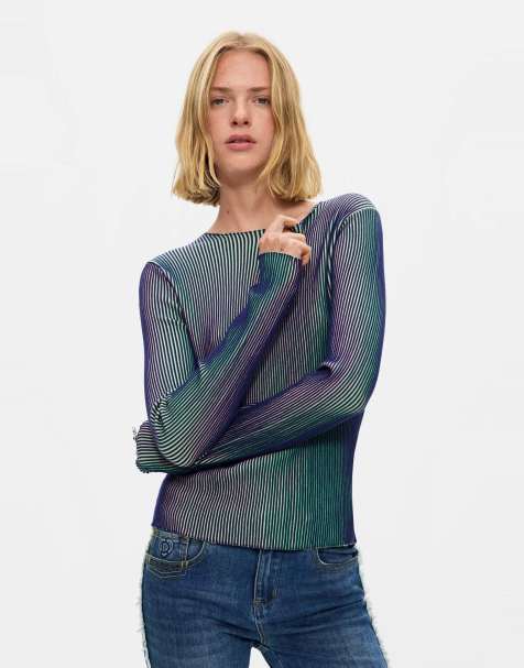 Desigual - jersey de punto iridiscente azul - view 1