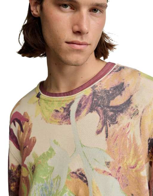 Desigual - jersey estampado Gaugin en beige, 3 de 4