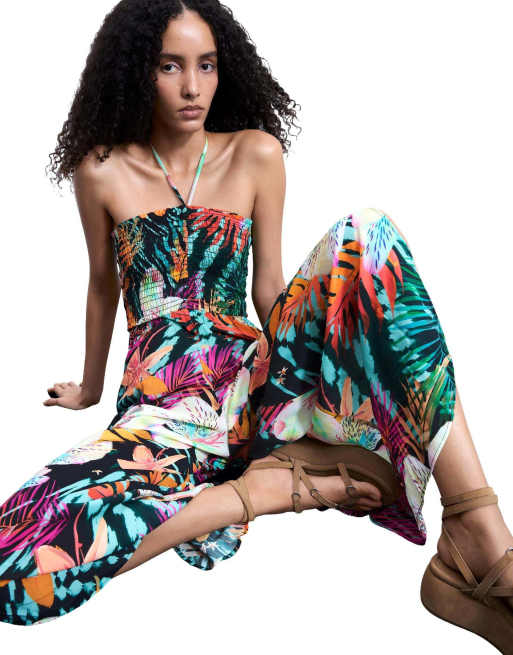 Desigual - Jumpsuit met tropische print in zwart, 3 van 4