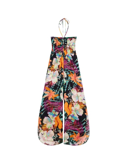 Desigual - Jumpsuit met tropische print in zwart, 4 van 4