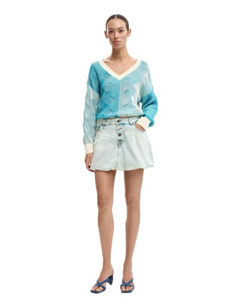 Desigual - Jupe courte en jean - Bleu - view 1