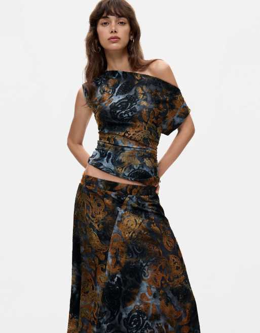 Desigual jupe droite floquée bleue, 2 de 3