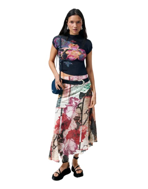 Desigual - Jupe longue à imprimé - Noir - view 1
