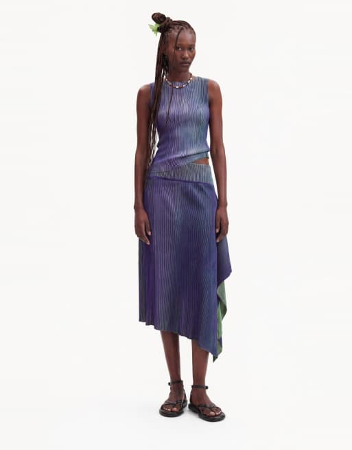 Desigual jupe longue en maille irisée bleue, 3 de 4