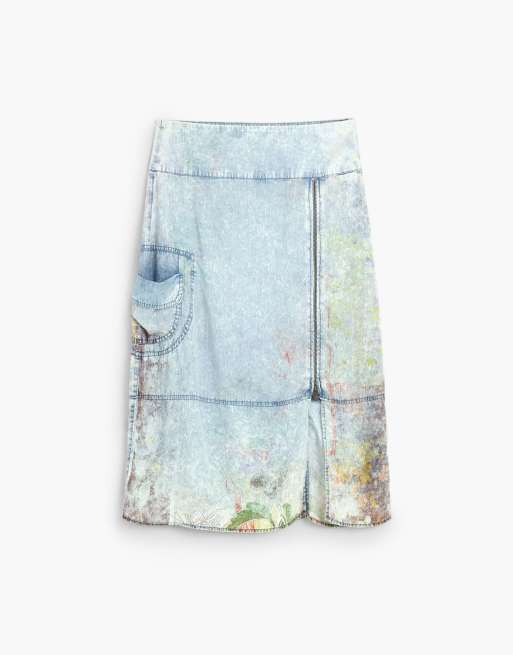 Desigual jupe midi en jean bleue, 4 de 4