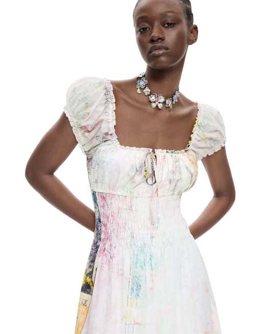 Desigual - Jurk van 100% katoen met korte mouwen in multi, 3 van 4
