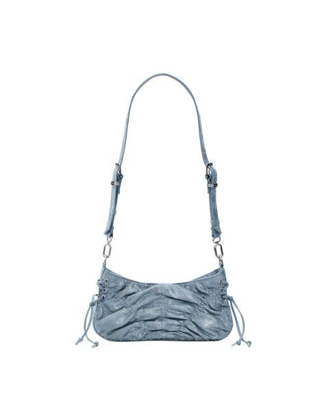 Desigual – Kleine, geraffte Jeanstasche in Blau - view 1