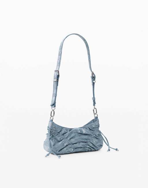 Desigual – Kleine, geraffte Jeanstasche in Blau, 2 von 4
