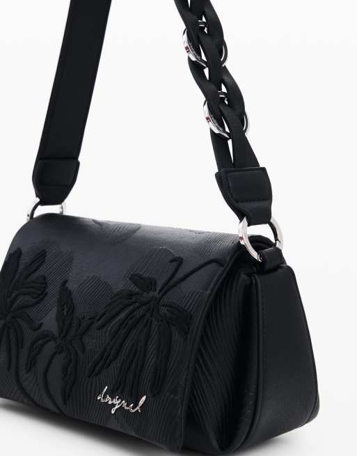 Desigual kleine tas met reliëfbloemen in zwart, 4 van 4