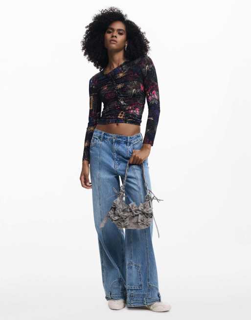 Desigual - Kleine tas met vlinderapplicaties in grijs, 4 van 4