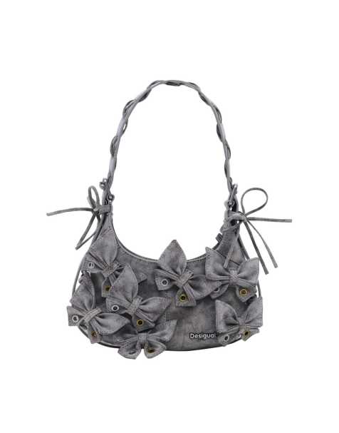 Desigual – Kleine Tasche in Grau mit Schmetterlings-Applikationen - view 1