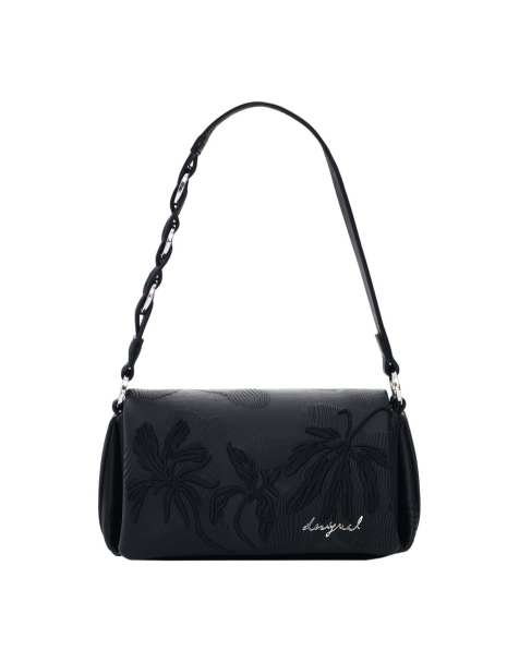 Desigual kleine Tasche mit geprägten Blumen in Schwarz - view 1