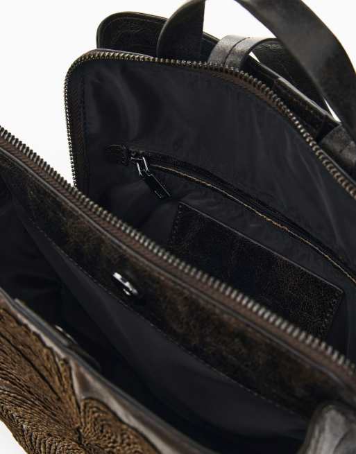 Desigual kleiner bestickter Rucksack in Dunkelbraun, 4 von 4
