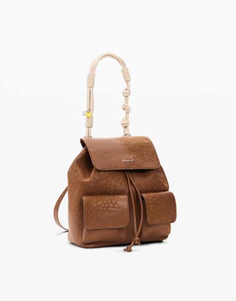 Desigual – Kleiner Rucksack in Braun mit Stickerei - view 1