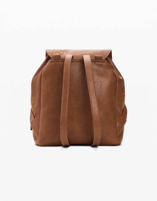 Desigual – Kleiner Rucksack in Braun mit Stickerei, 3 von 4