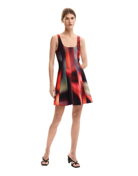 Desigual - Korte jurk met panelen in zwart - view 1