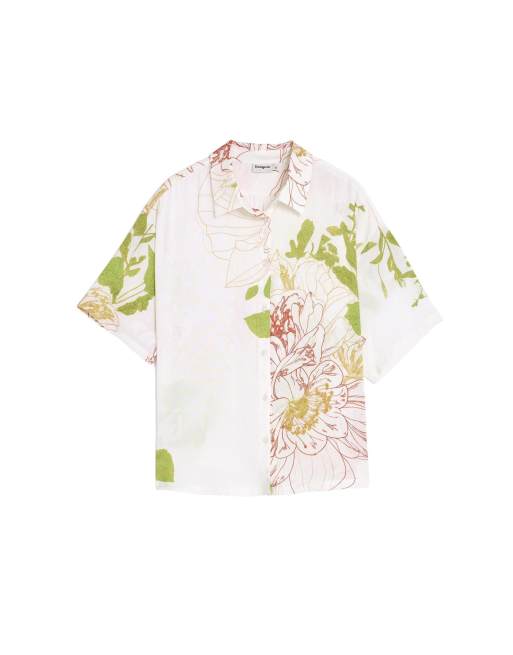 Desigual – Kurzärmliges Hemd in Weiß mit Blumenmuster, 4 von 4