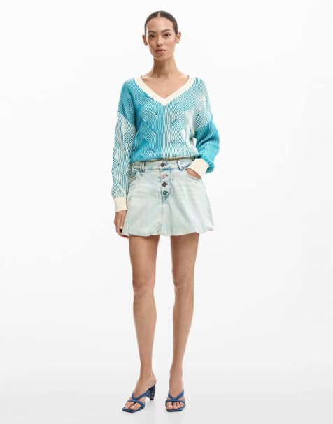 Desigual – Kurzer Jeansrock in Blau - view 1