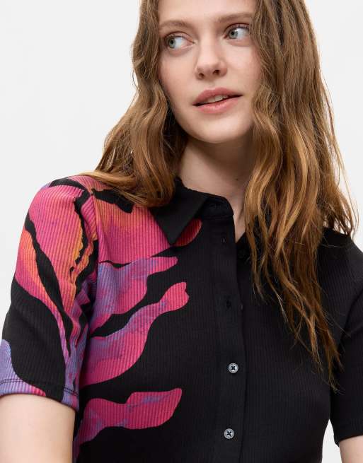 Desigual kurzes Kleid mit Print in Schwarz, 3 von 4