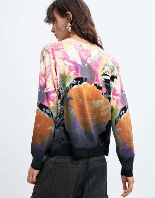 Desigual Lacroix printed sweater in black, 3 of 4