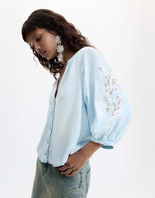 Desigual langärmlige Bluse in Blau, 2 von 4