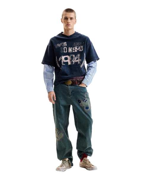 Desigual – Langärmliges Sweatshirt in Blau mit Print - view 1