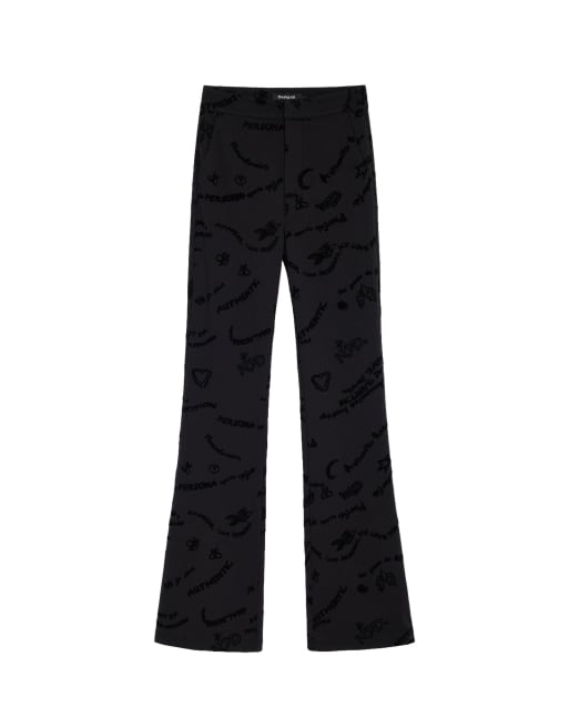 Desigual lange broek met print in zwart, 4 van 4