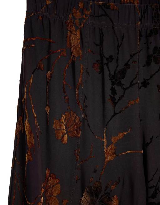 Desigual - Lange geflockte broek in bruin, 3 van 4