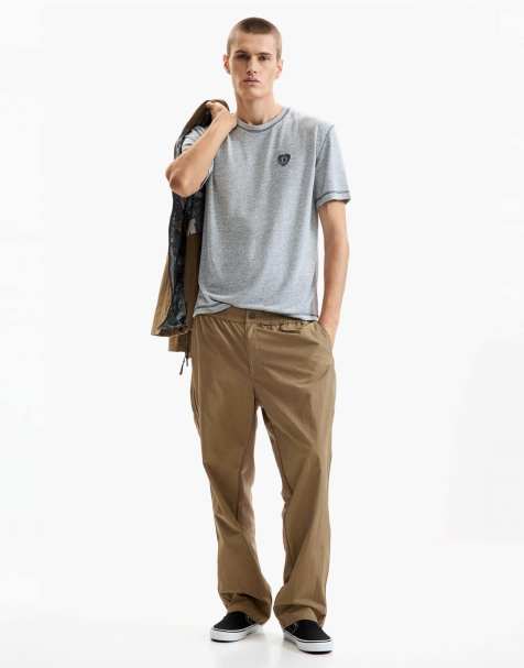 Desigual – Lange Hose aus Materialmix in Khaki - view 1