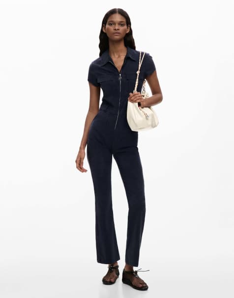 Desigual - Lange jumpsuit met rits in blauw - view 1