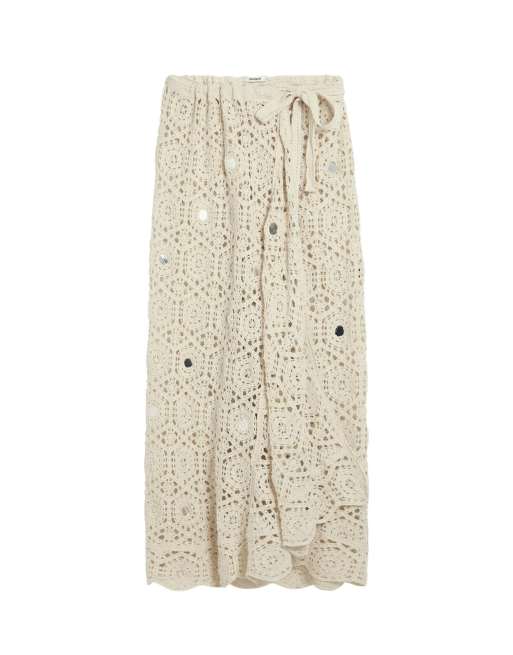 Desigual – Langer Häkel-Sarong in Cremeweiß, 3 von 4