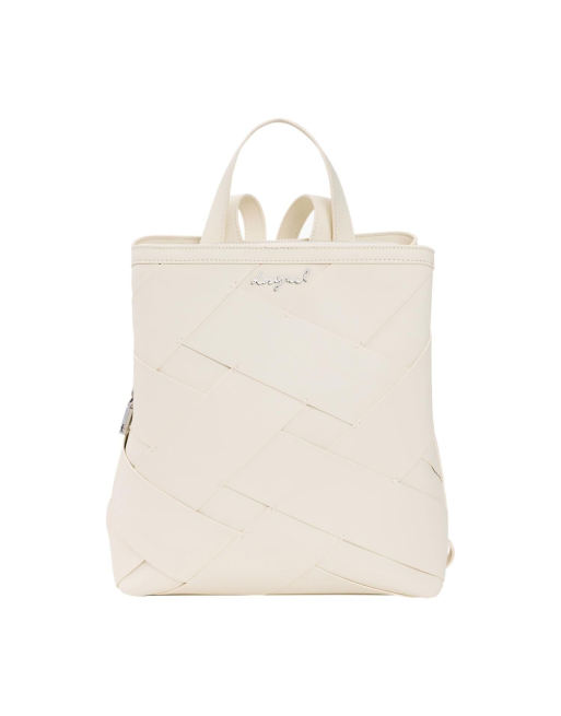 Desigual Large voyager multiposition backpack in white, 1 of 4