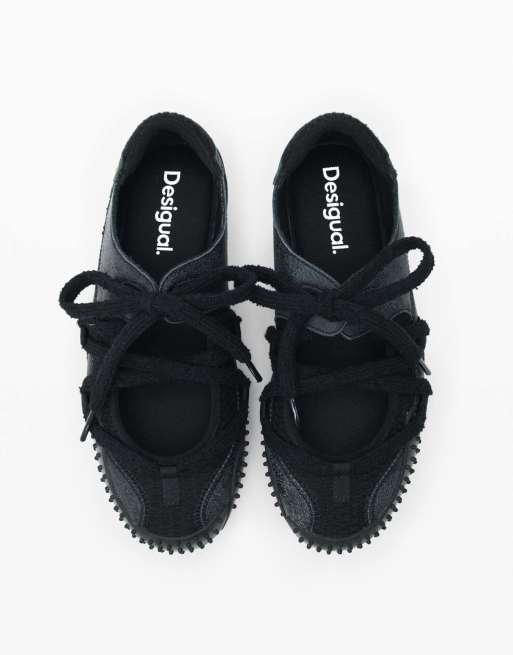 Desigual – Ledersneaker zum Schnüren in Schwarz, 4 von 4